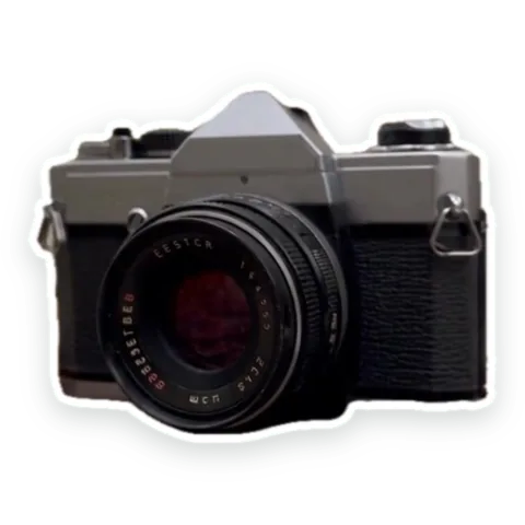 The camera cut out as a sticker with a white border